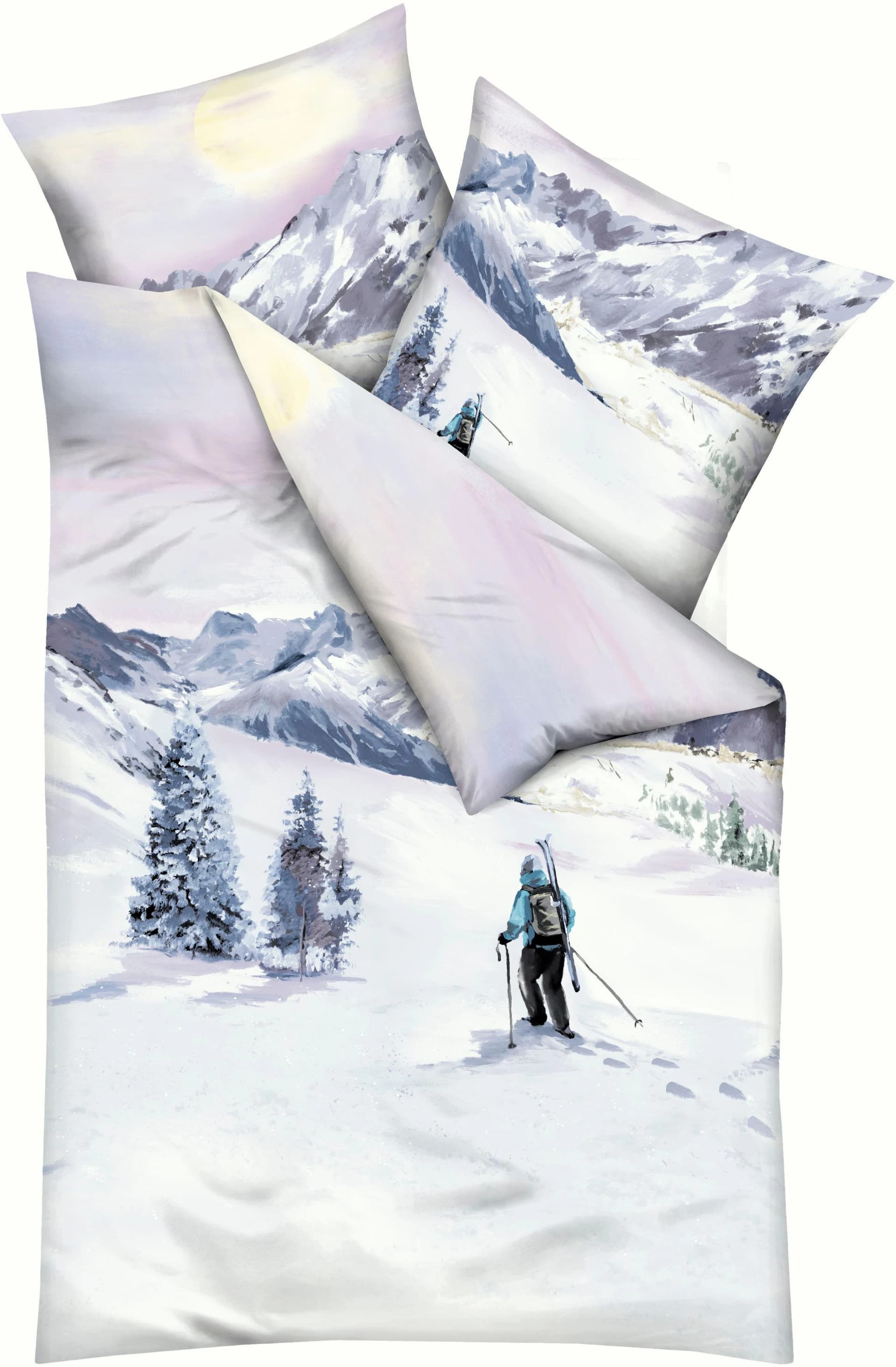 Kaeppel Bettwäsche Winter Wanderer Mauve 100% Baumwolle Feinbiber