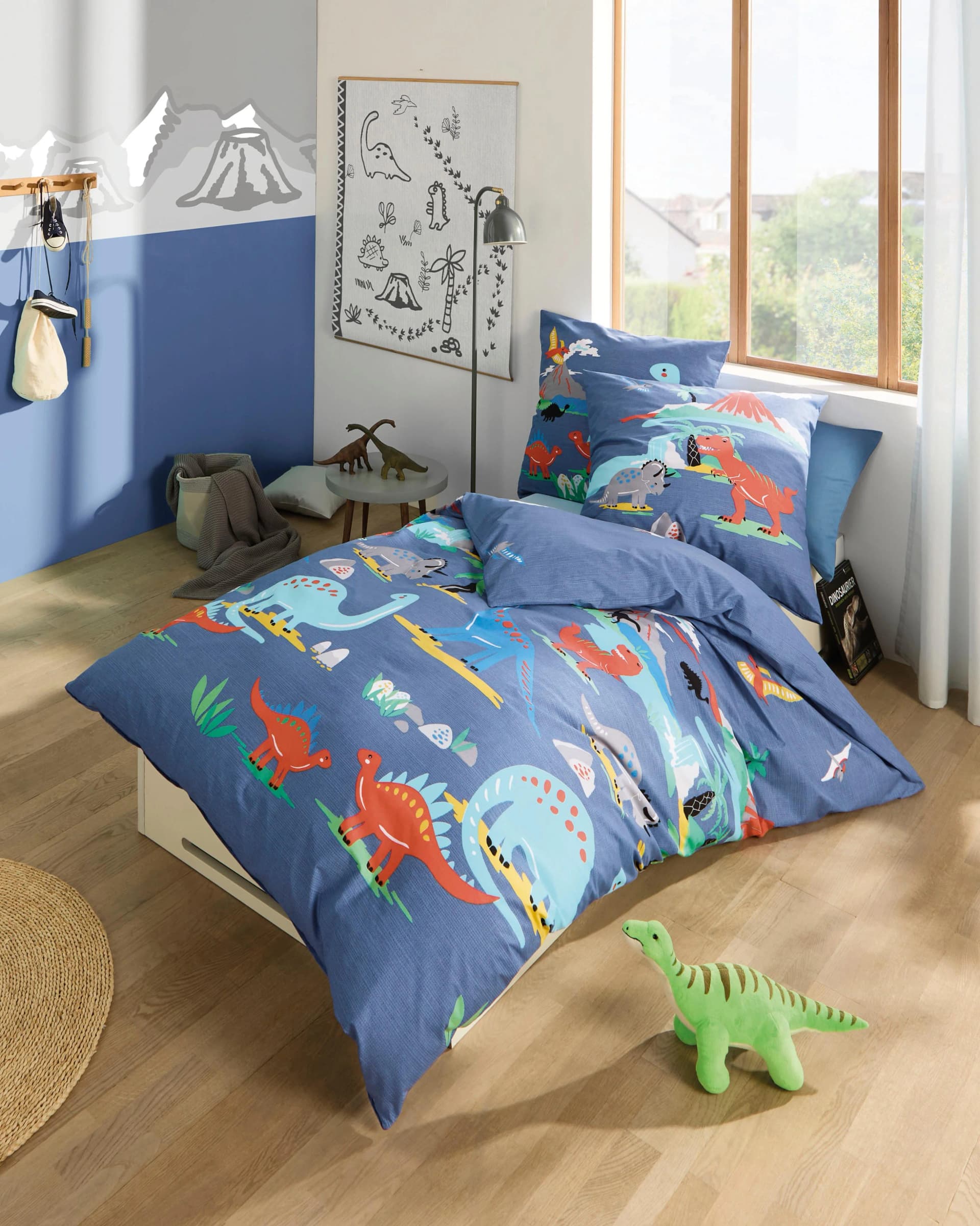 Kaeppel Kinderbettwäsche Dinosaurier Blau 140x200cm