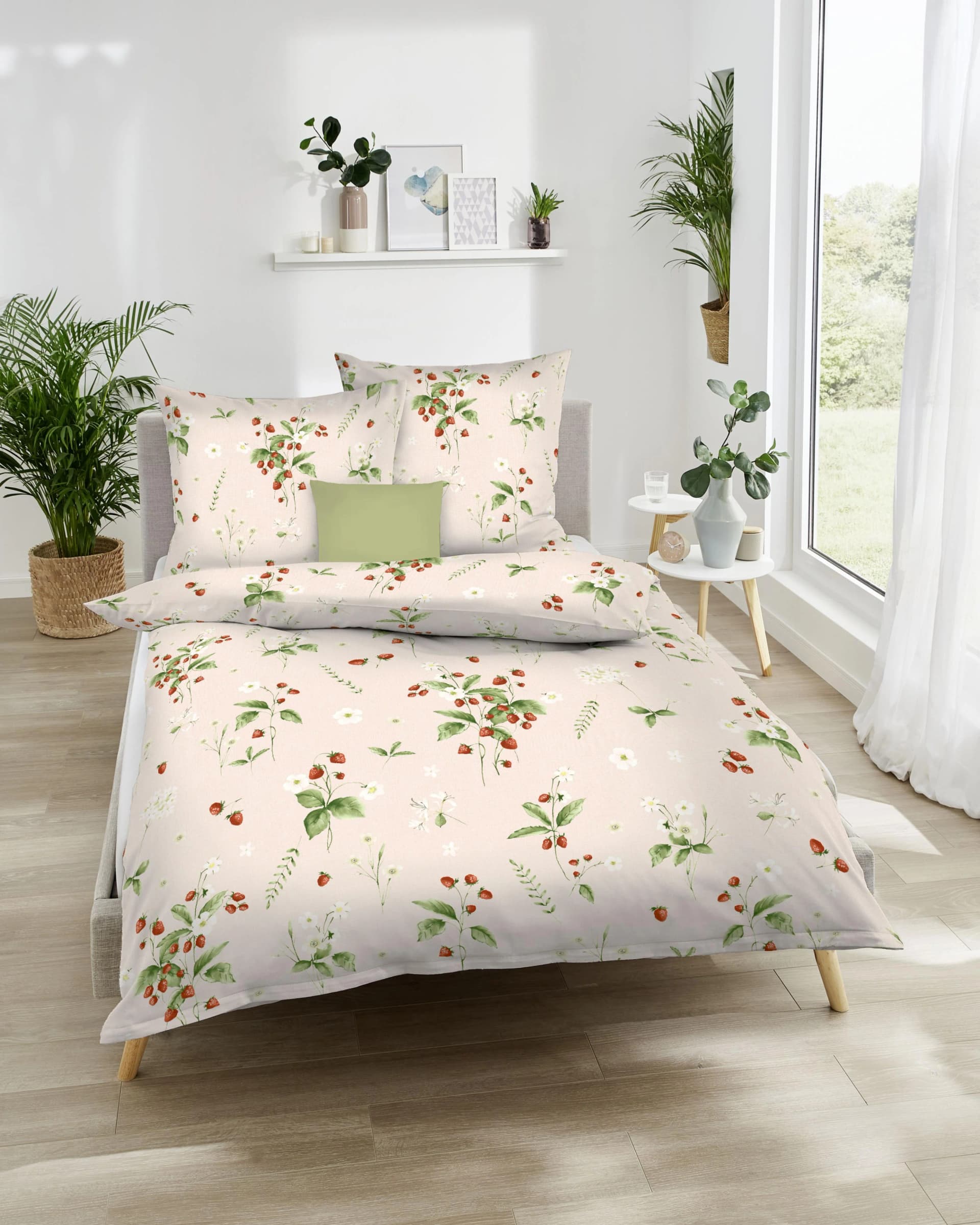 Kaeppel Bettwäsche Walderdbeeren Chili Mako-Satin 100% Baumwolle