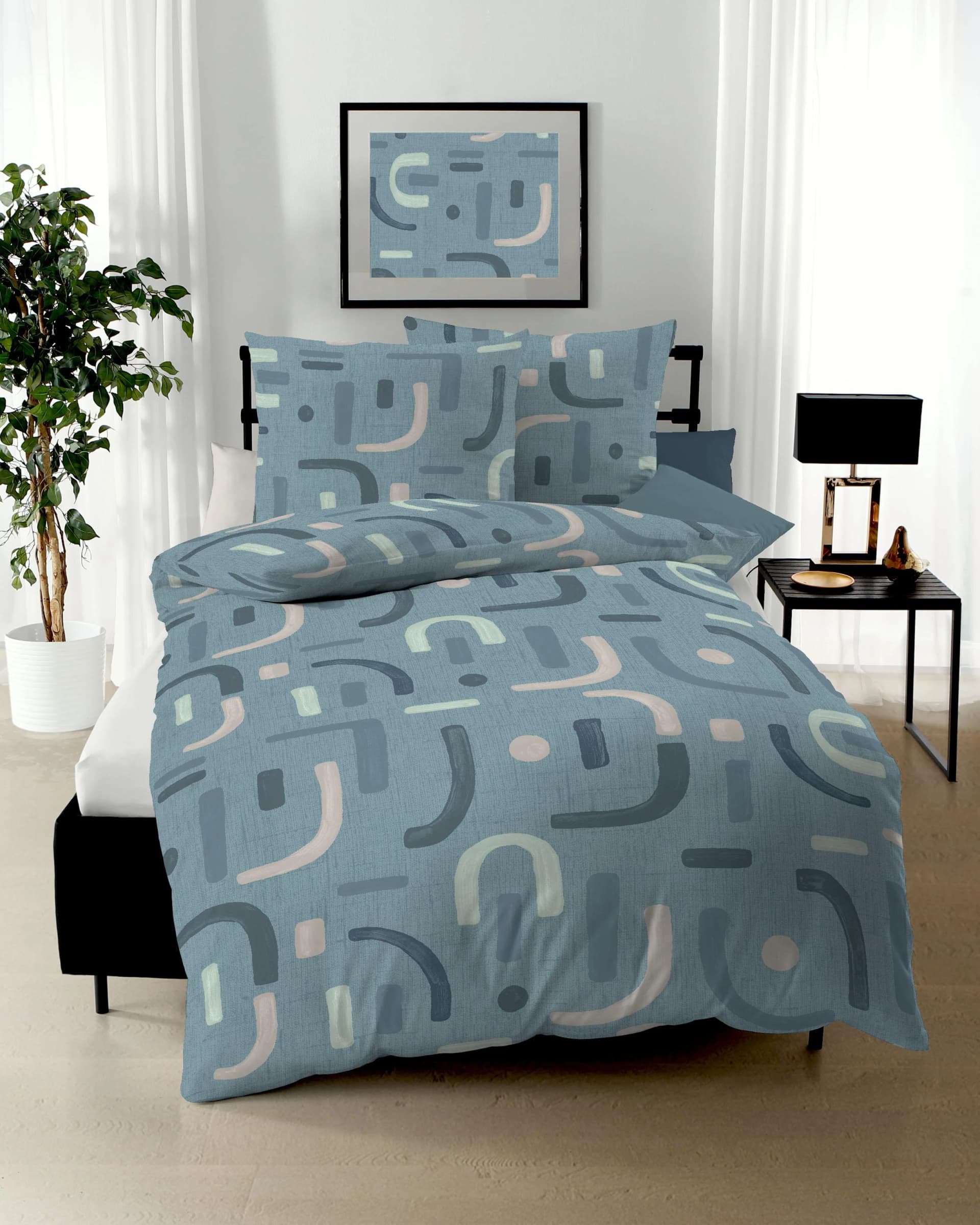Kaeppel Elements Bettwäsche Set Blau Mako-Satin