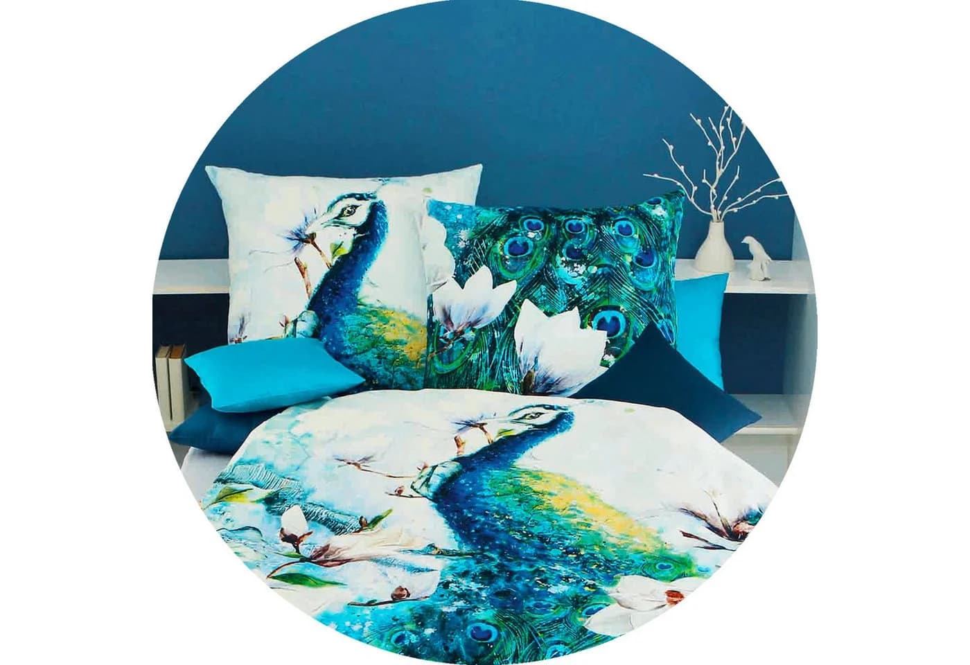 Kaeppel Wendebettwäsche 135x200cm Pfau Blau Grün Satin - Bild 3