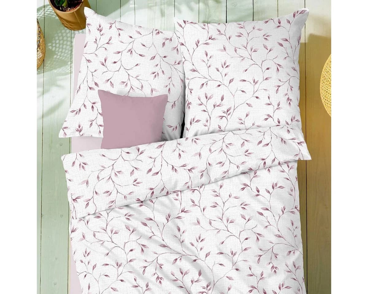 Kaeppel Bettwäsche Leaf Musselin 2-teilig Rosa Crinkle