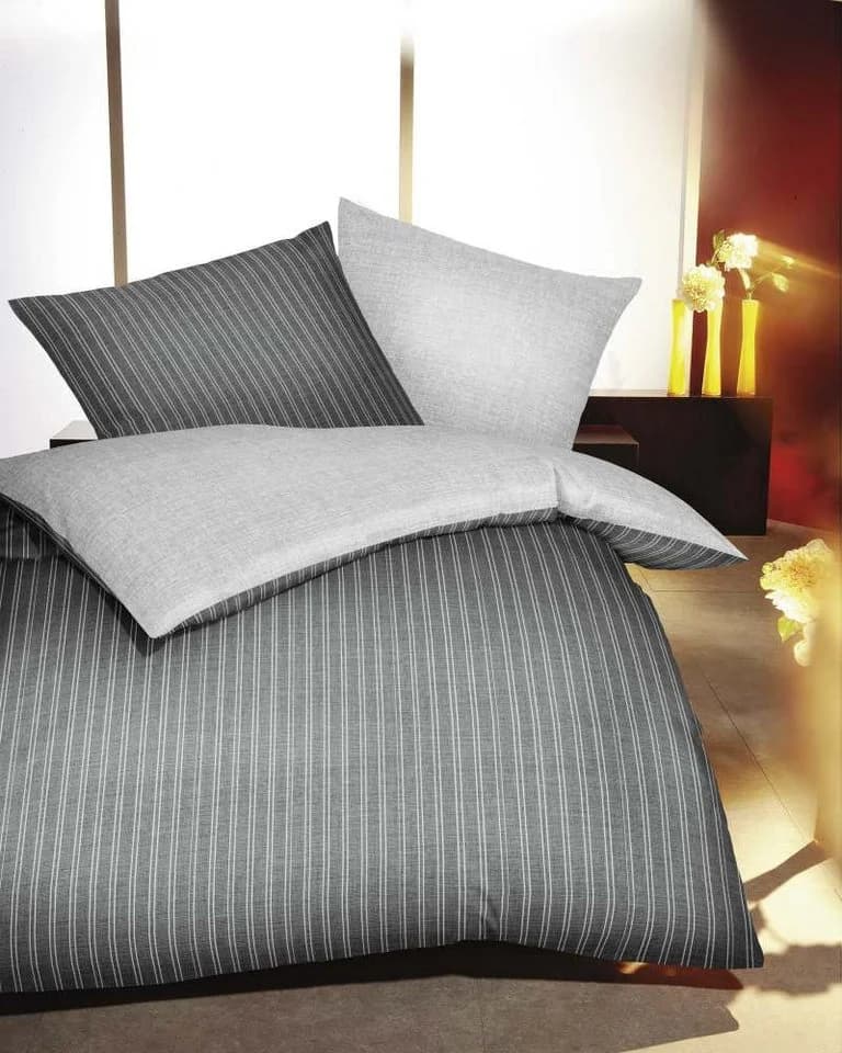 Kaeppel Mako Satin Bettwäsche Eternity Combo, 2-teilig, Streifenmuster, Schiefer