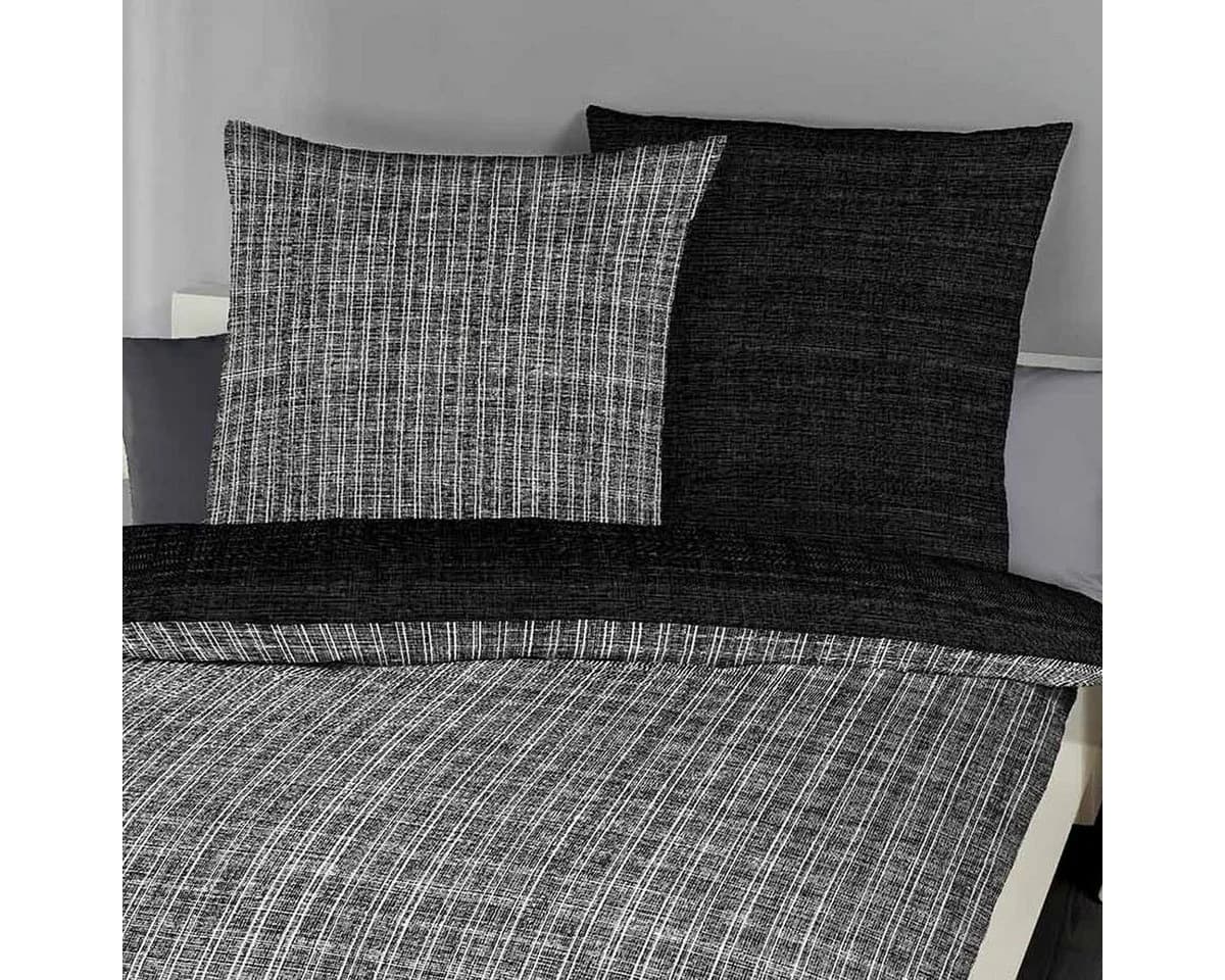 TRAUMSCHLAF Bettwäsche Zeitlos Winterblack Schwarz Wende-Biber & Baumwolle