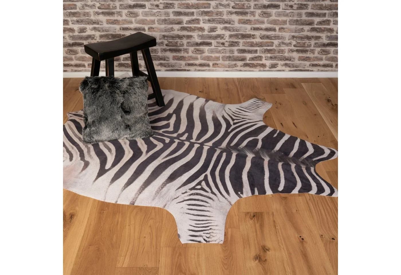 Obsession Rinderfell My Toledo Fellteppich Zebra-Optik Schwarz-Weiß 155x190 cm - Bild 4