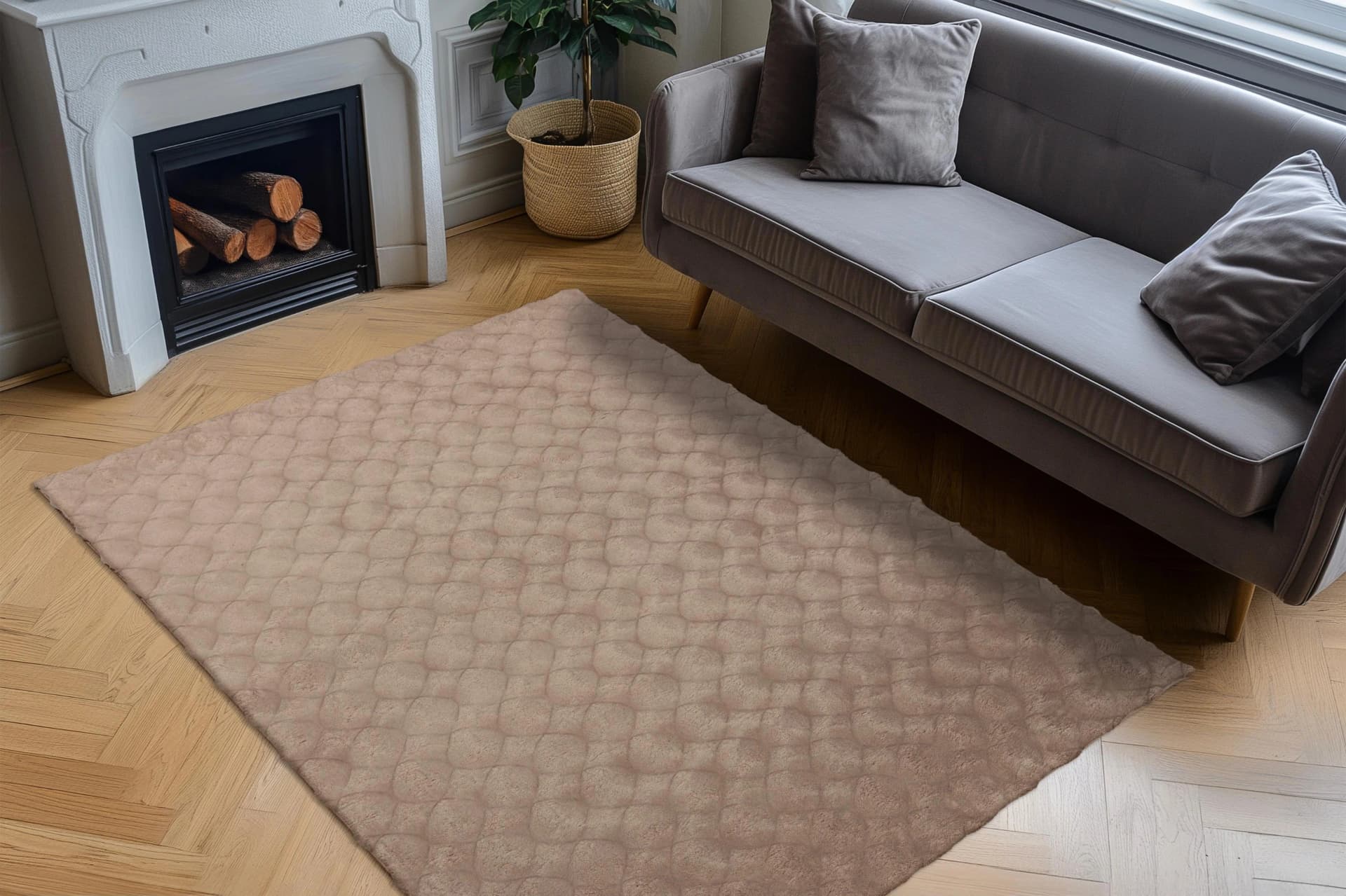 Obsession Teppich Diamond Cut 800 Taupe Hoch-Tief Effekt