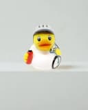 Close Up Badeente Fahrradfahrer Gelb PVC Quietscheente Bild 2