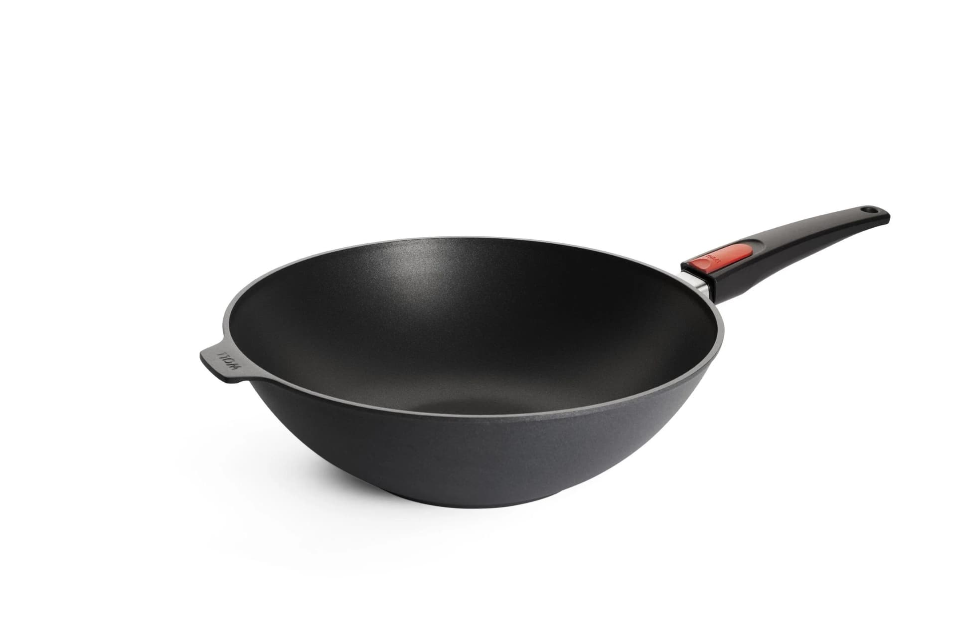 Handgegossener Wok aus Aluminium, grau, anthrazit, 32cm