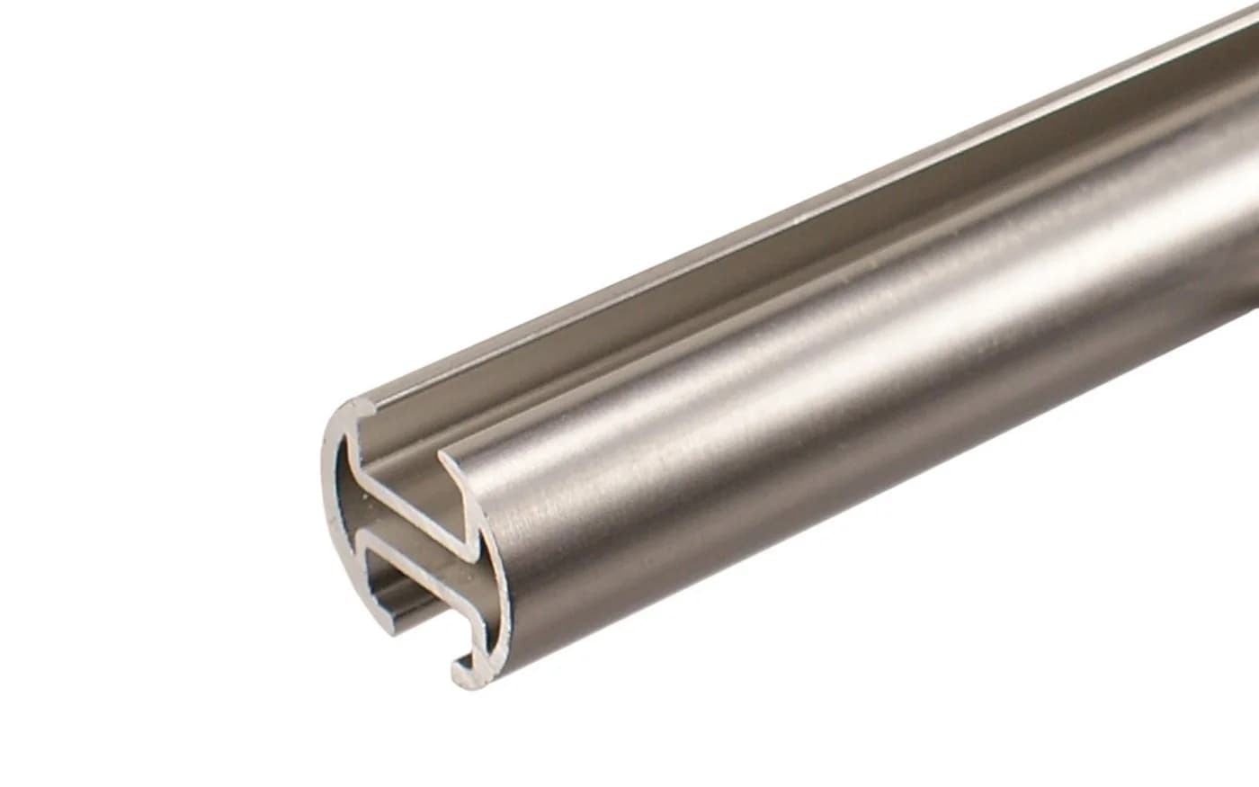 iso-design 2-läufige Gardinenstange Innenlauf Edelstahl Optik Aluminium
