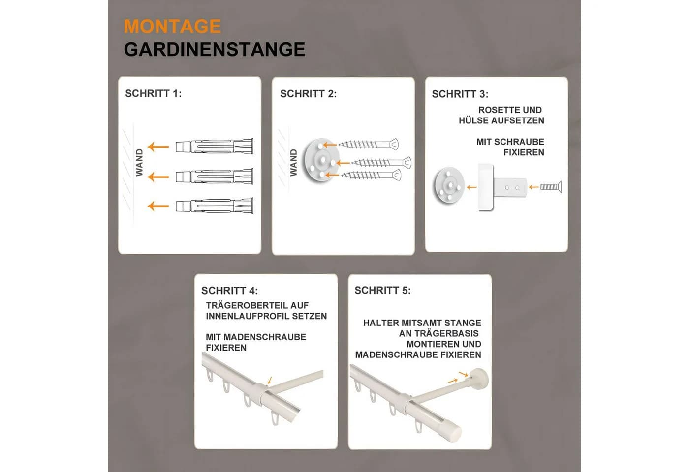 iso-design Gardinenstange Innenlaufset Weiß Aluminium 1-läufig - Bild 4