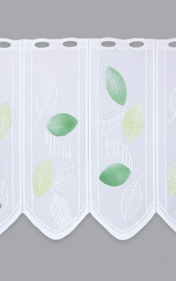 LYSEL® Scheibengardine Laubblätter Transparent Grün Weiß - Bild 3