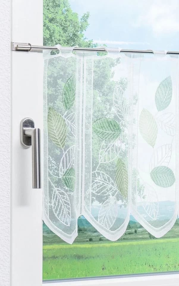 LYSEL® Scheibengardine Laubblätter Transparent Grün Weiß - Bild 4