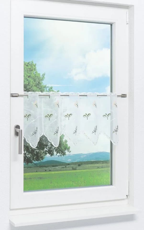 Plauener Spitze® Scheibengardine Kräutergarten Transparent
