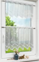 LYSEL® Scheibengardine Leinenlook Grau Transparent Stabdurchzug Bild 1