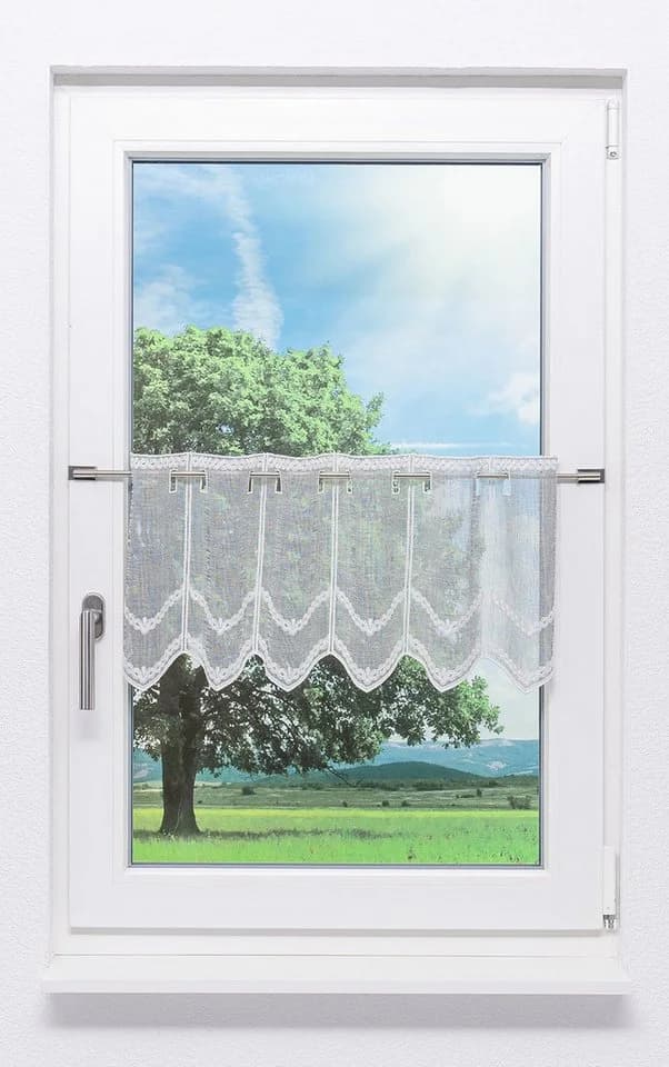 LYSEL® Scheibengardine Leinenlook Grau Transparent Stabdurchzug - Bild 2