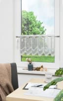 LYSEL® Scheibengardine Leinenlook Grau Transparent Stabdurchzug Bild 5