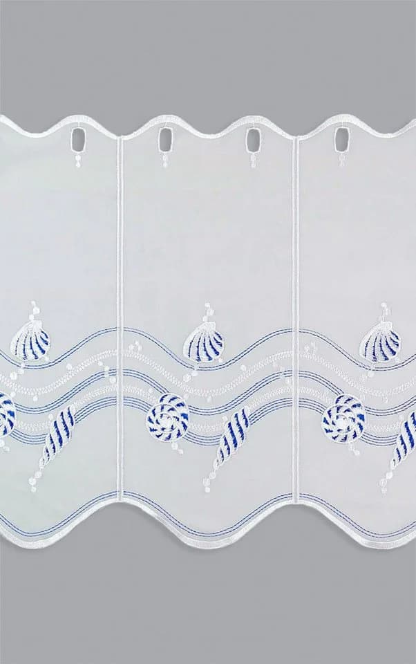 Maritime Gardine Weiß-Blau, transparent, 48,9 x 40 cm - Bild 3