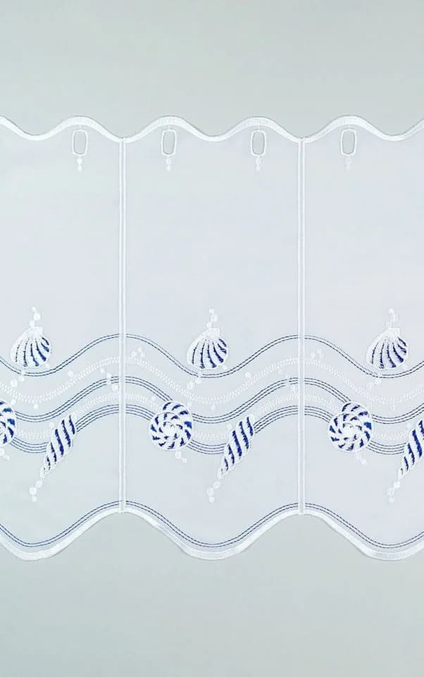 Maritime Gardine Weiß-Blau, transparent, 48,9 x 40 cm - Bild 4