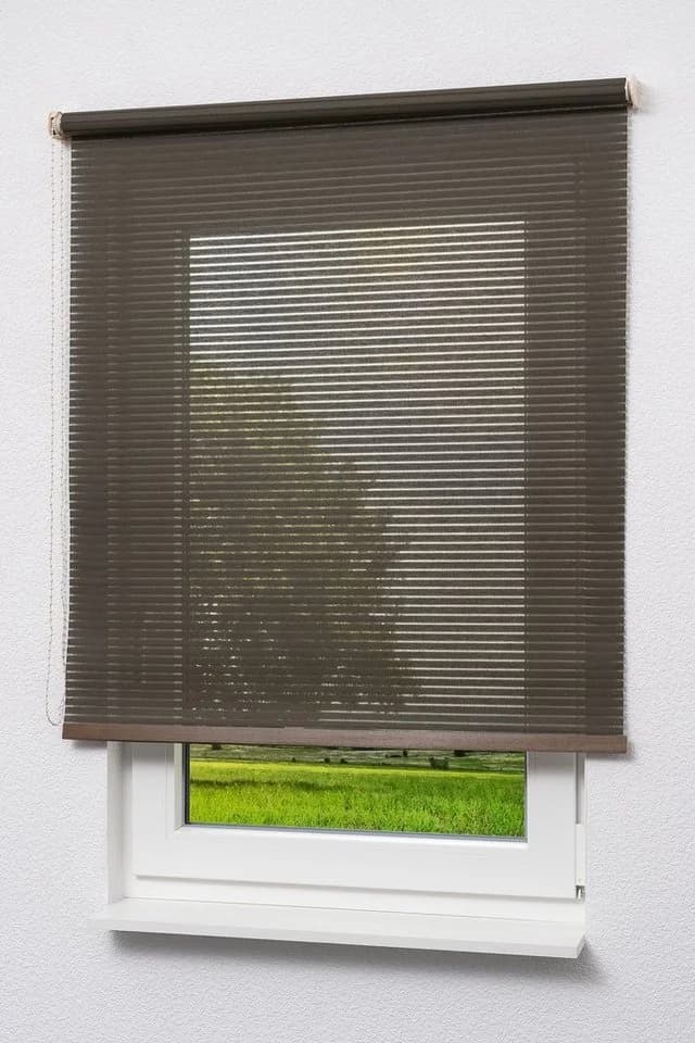 Rollo Basisrollo Holzdekor Streifen Braun LYSEL® Halbtransparent - Bild 2