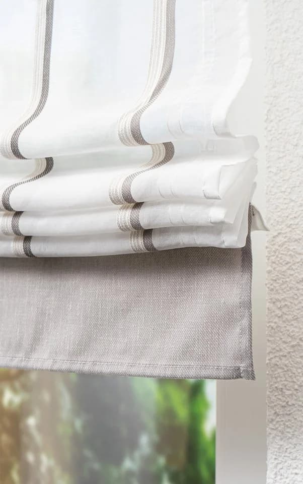 LYSEL Raffrollo Tavira Beige-Braun Transparentes Streifenmuster