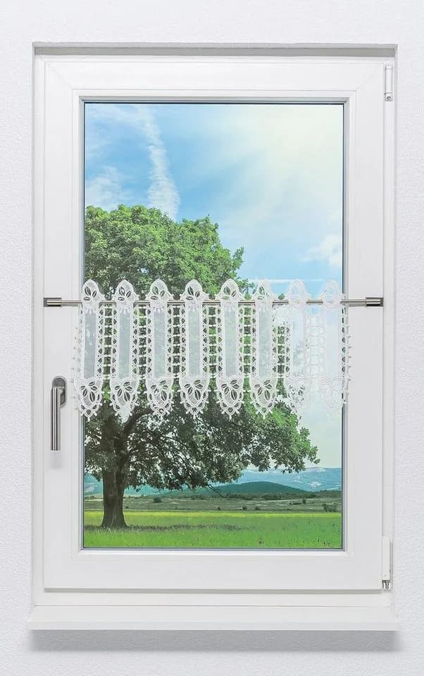 Plauener Spitze® Scheibengardine Rosenblätter Perlweiß - Bild 2