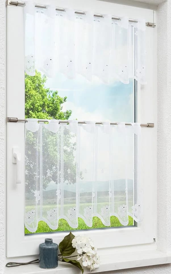 LYSEL® Scheibengardine Schmuckblumen 1 St transparent