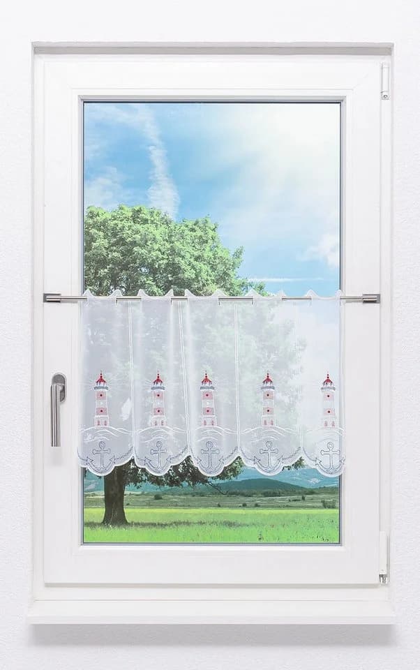 Plauener Spitze® Scheibengardine Leuchtturm Transparent - Bild 2