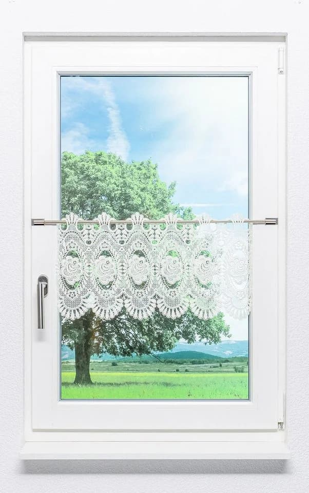 Plauener Spitze® Scheibengardine Blumenspitze Transparent - Bild 2