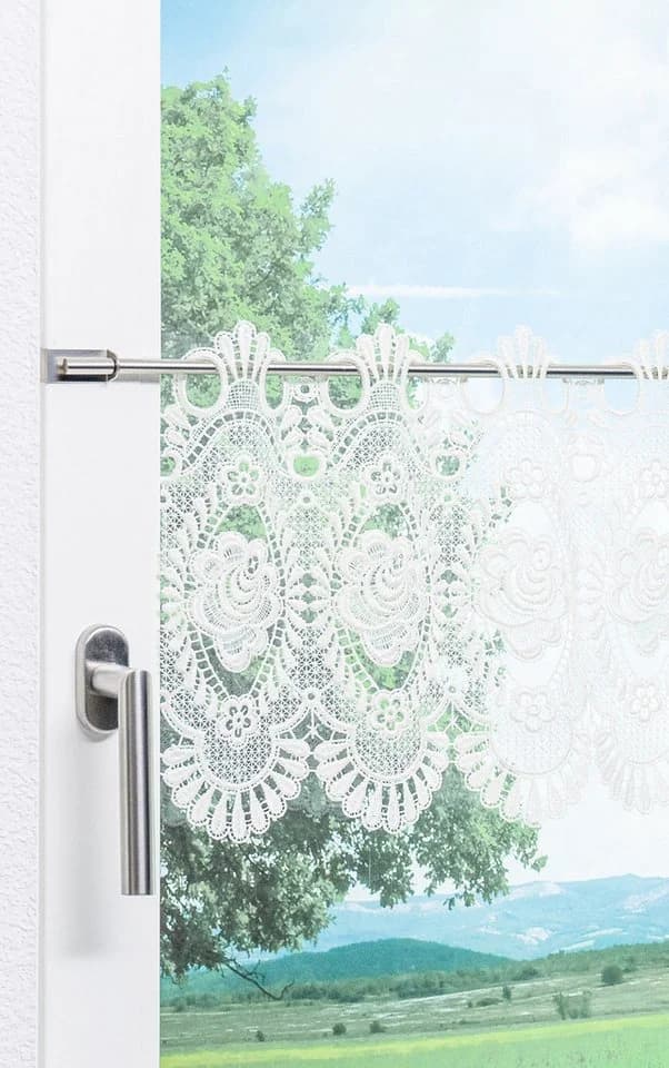 Plauener Spitze® Scheibengardine Blumenspitze Transparent - Bild 4