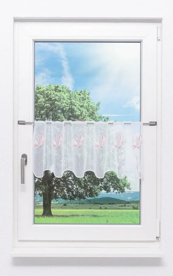 Plauener Spitze® Scheibengardine Magnolie Transparent - Bild 2