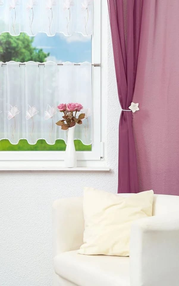 Plauener Spitze® Scheibengardine Magnolie Transparent - Bild 4