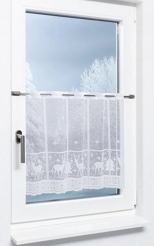 LYSEL® Scheibengardine Hirsch im Winterwald 1 St transparent