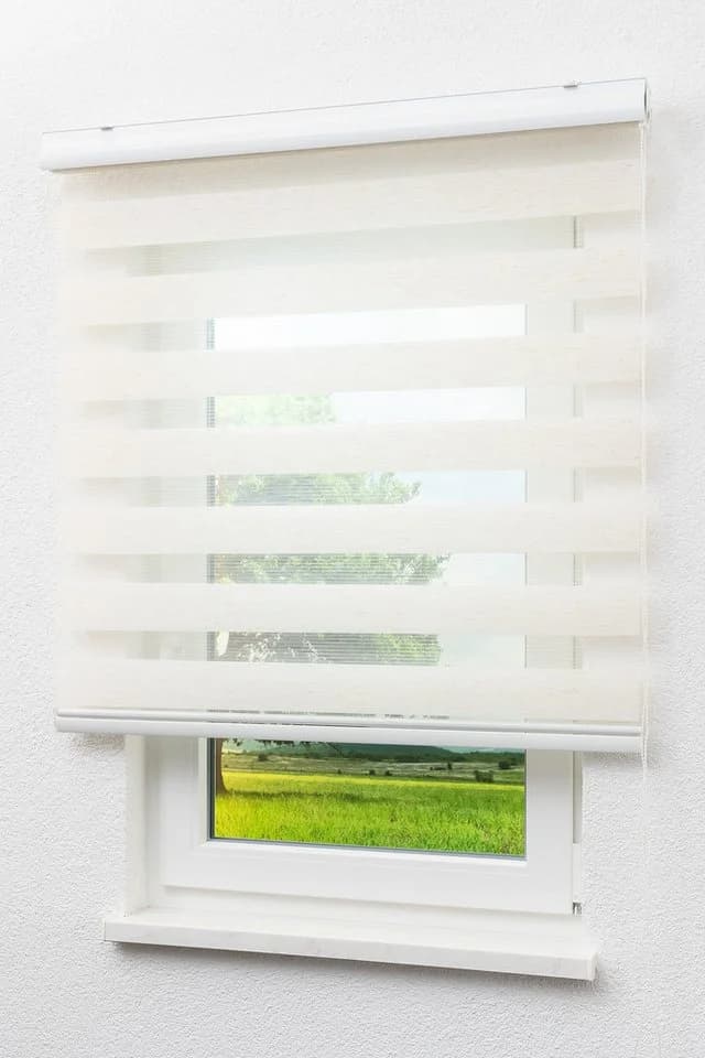 LYSEL® Doppelrollo mit Blende Beige Leinenoptik - Bild 2