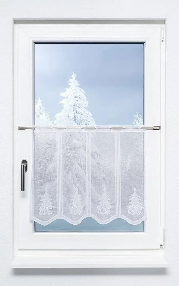 LYSEL® Scheibengardine Tannenbaum m. Geschenke Weiß - Bild 2
