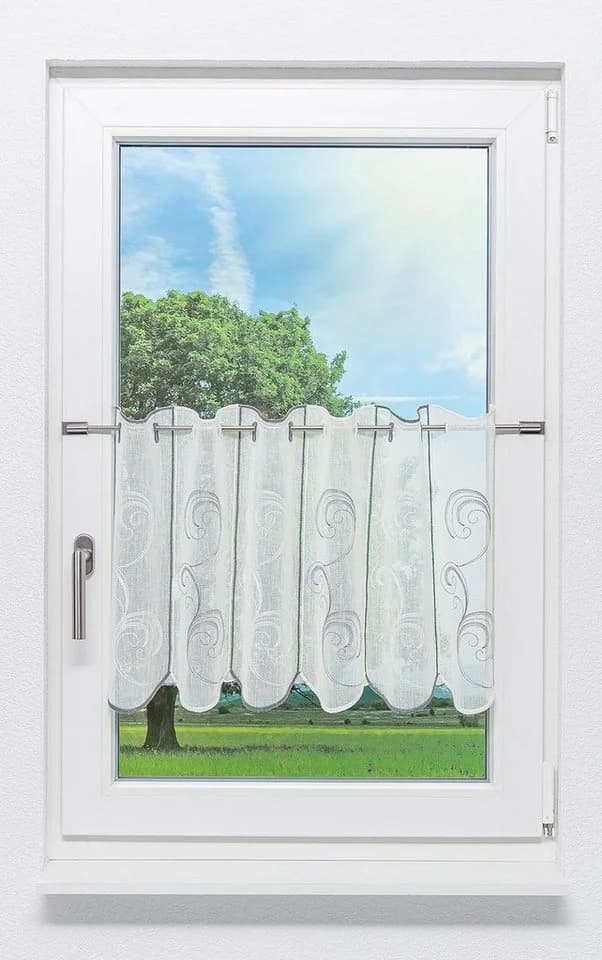 LYSEL® Scheibengardine Ornamente Transparent Grau-Weiß - Bild 2