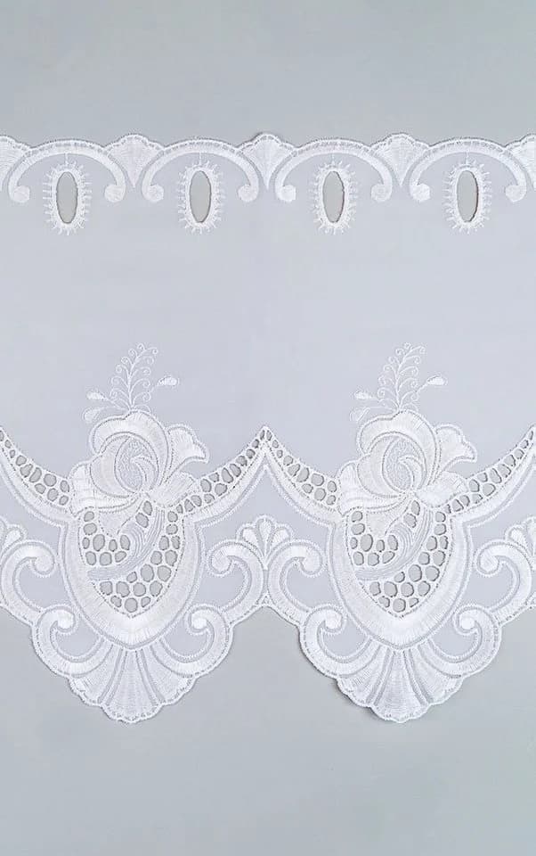Plauener Spitze® Scheibengardine Röschen Transparent Weiß - Bild 5