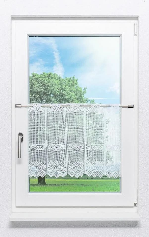 LYSEL® Scheibengardine Kleeblatt Design Transparent Weiß - Bild 2