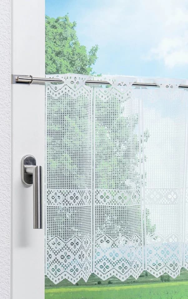 LYSEL® Scheibengardine Kleeblatt Design Transparent Weiß - Bild 4