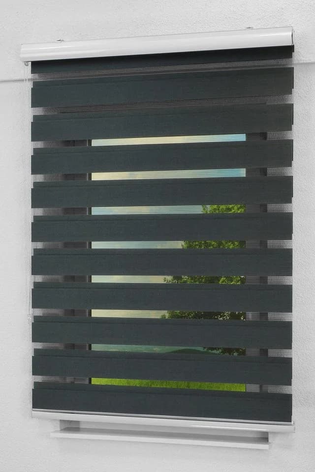 LYSEL® Doppelrollo Schwarzgrau blickdicht mit Blende - Bild 5