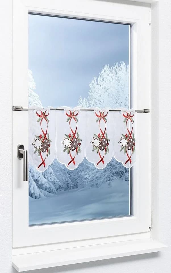 Plauener Spitze® Scheibengardine Lebkuchen transparent