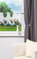 Plauener Spitze® Scheibengardine Circles Weiß Transparent Flaschenform Bild 1