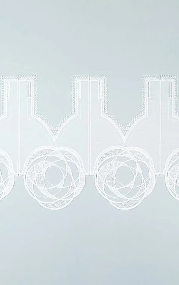 Plauener Spitze® Scheibengardine Circles Weiß Transparent Flaschenform - Bild 5