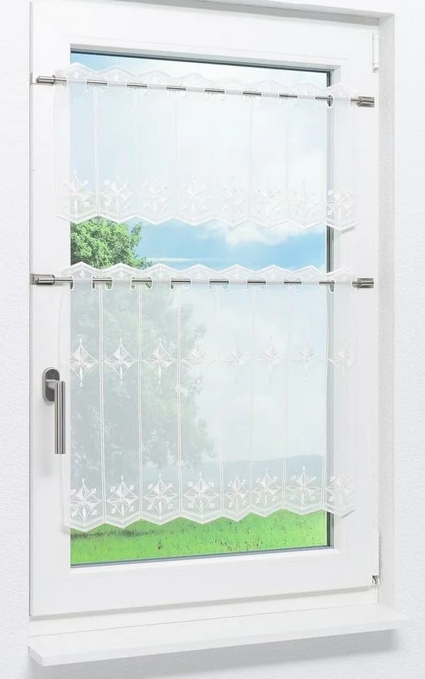 Plauener Spitze® Scheibengardine Windrose Transparent - Bild 5