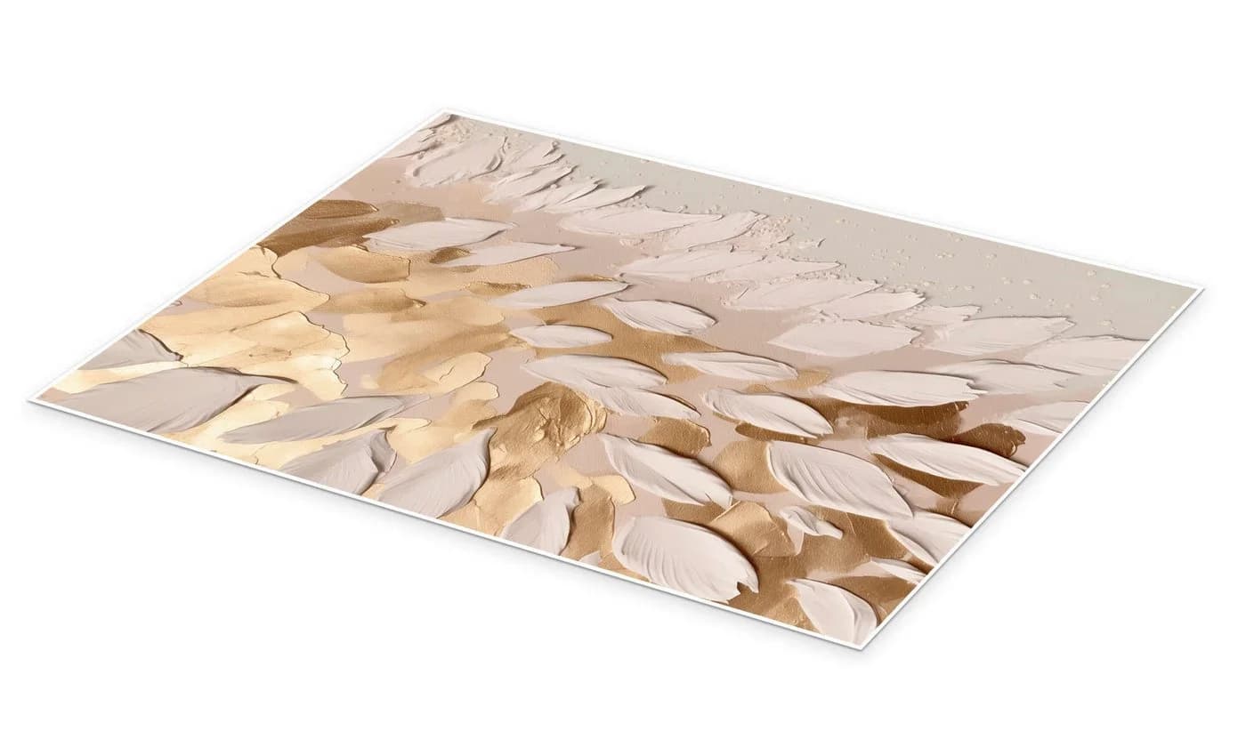 Posterlounge Poster Halo Feathers in Gold I Bella Eve Gold Beige