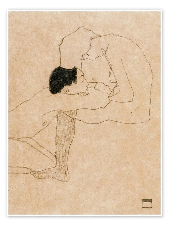 Posterlounge Wandbild Liebende 1909 Egon Schiele Poster - Bild 2