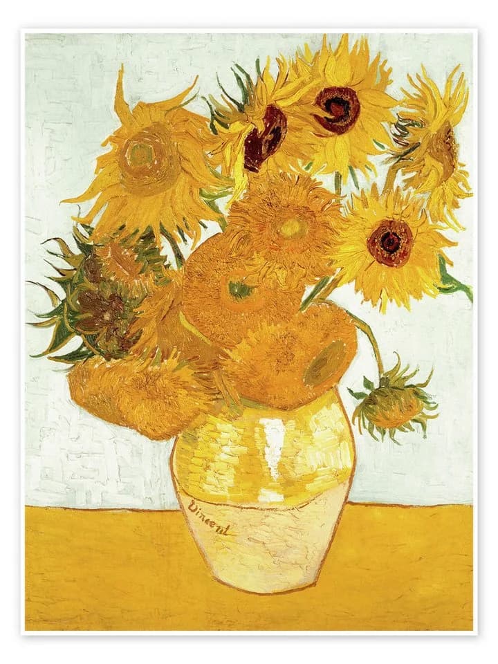 Posterlounge Wandbild Zwölf Sonnenblumen in einer Vase Vincent van Gogh Poster - Bild 2
