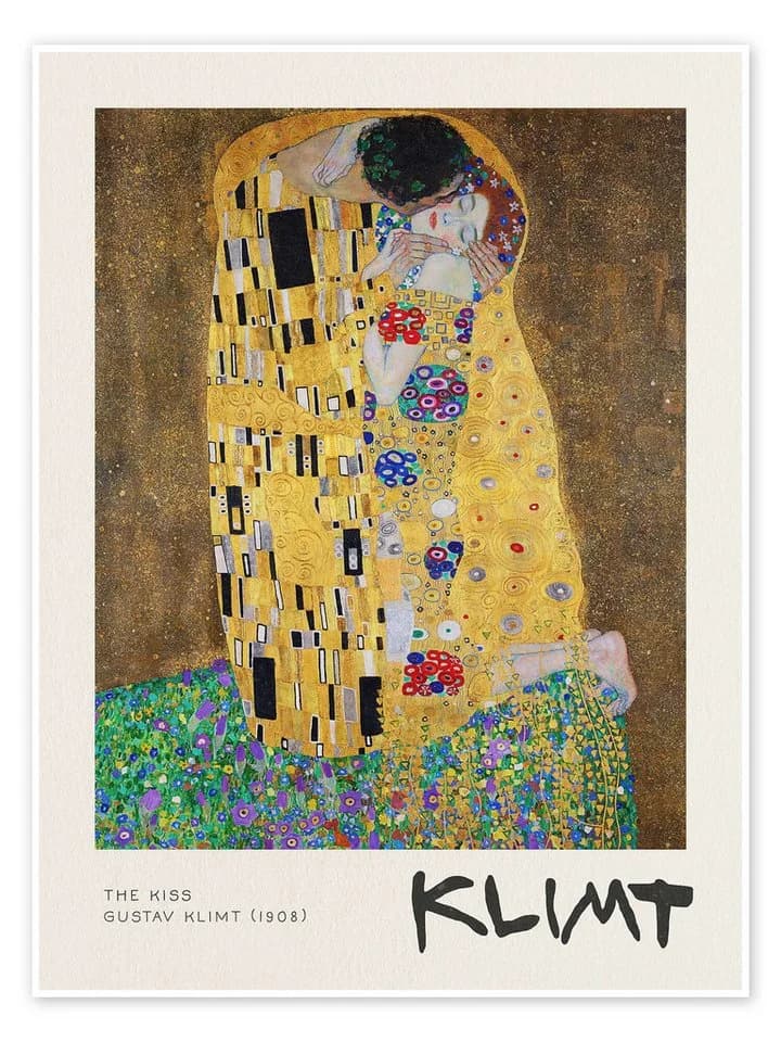 Posterlounge Wandbild The Kiss Gustav Klimt Poster goldfarben - Bild 2