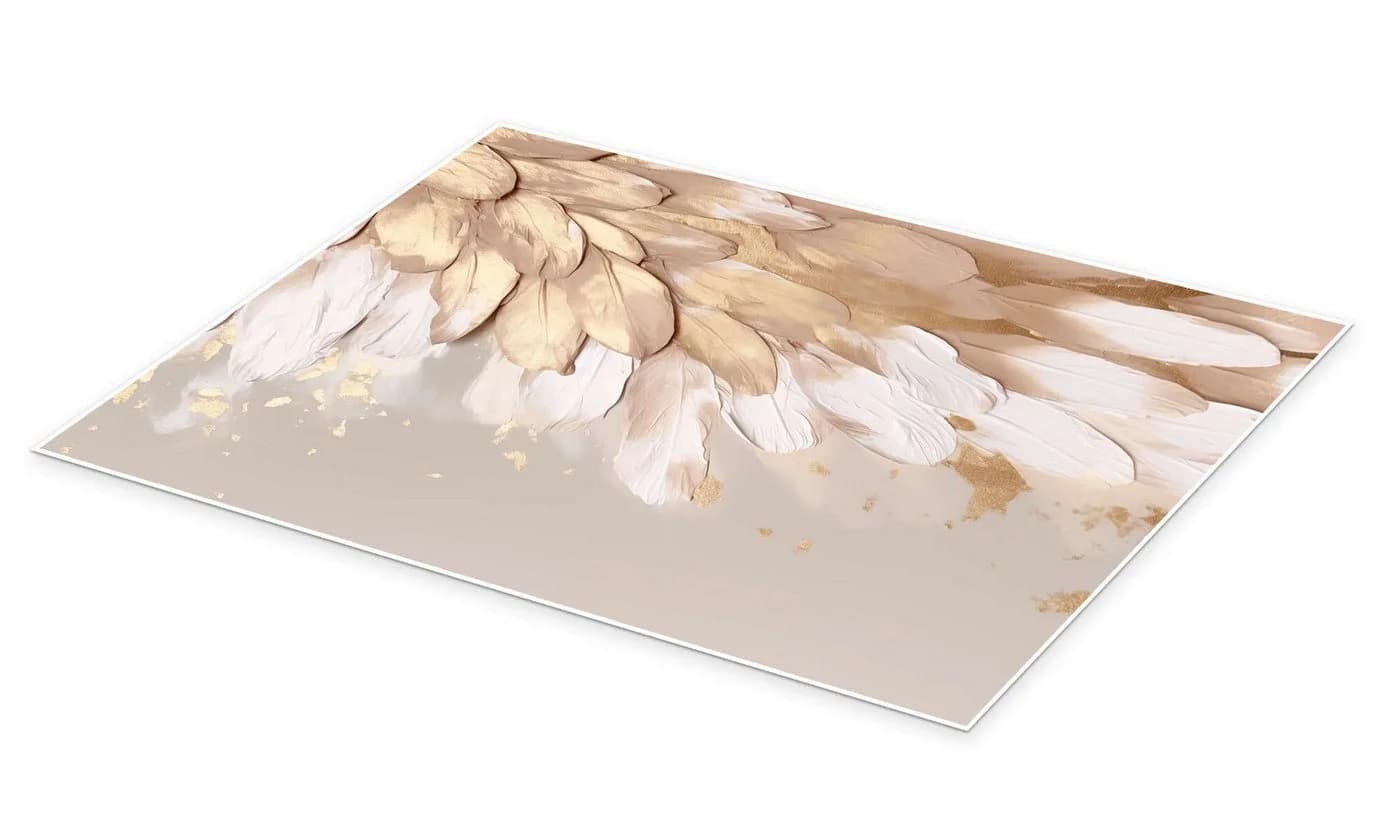 Posterlounge Wandbild Halo Feathers in Gold II Poster Rosa Gold