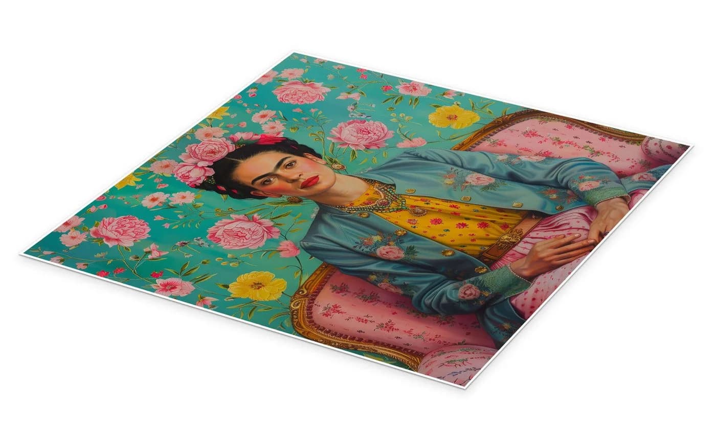 Posterlounge Wandbild Frida Kahlo auf dem Sofa DejaReve
