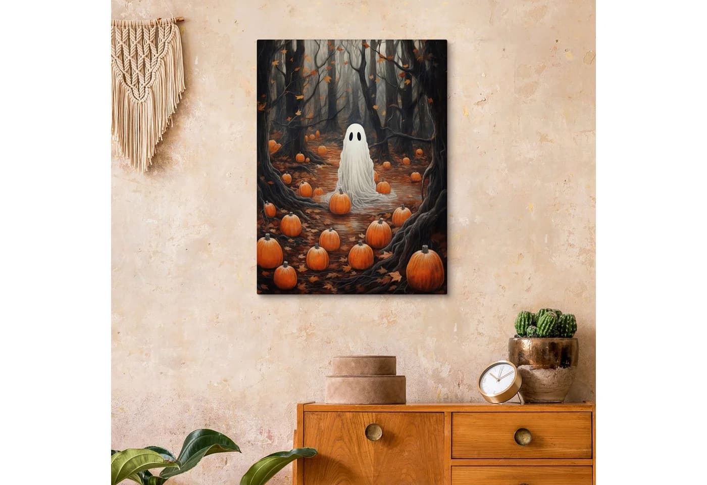 Posterlounge Leinwandbild Geister im Wald mit Kürbissen Olga Telnova Orange - Bild 4